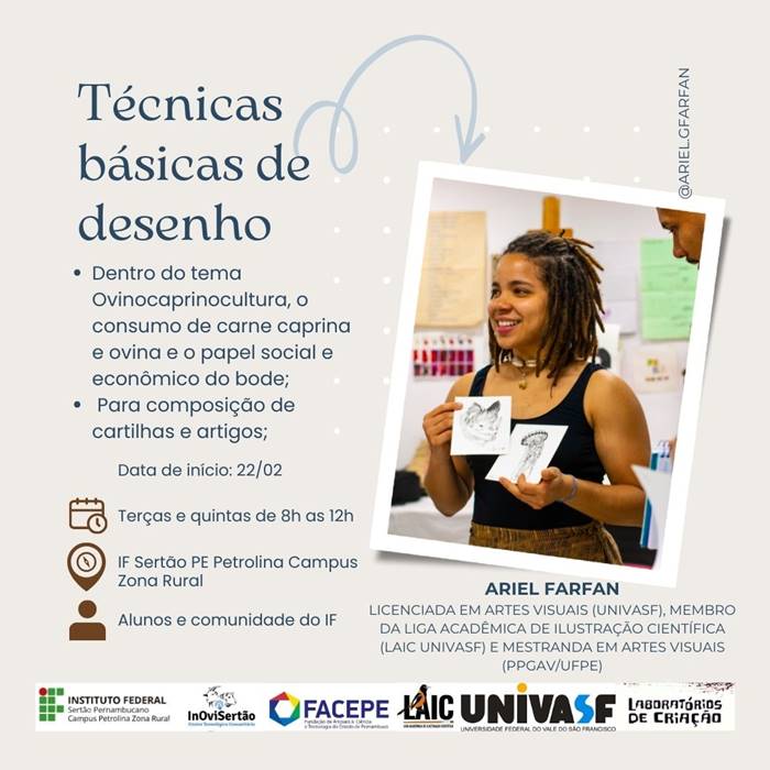 IF Petrolina oferece curso gratuito de Técnicas básicas de desenho com enfoque na Caprinovinocultura