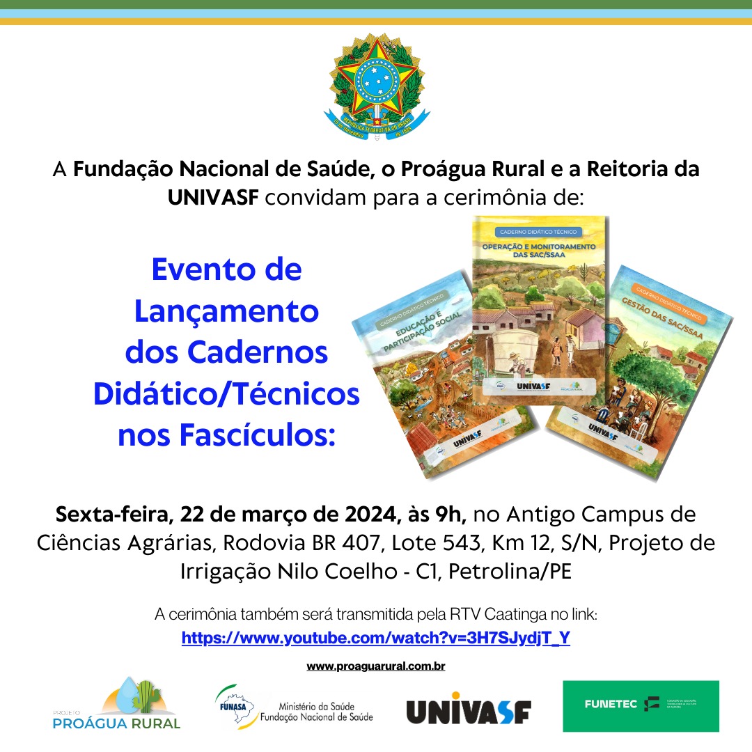 Lançamento de Cadernos Didático/Técnicos: Uma iniciativa para melhorar o Saneamento Rural